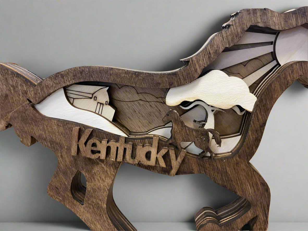 Horse Layered Wood Art - KY Custom Engraving - Made in {{ shop.shopifyProvince }}