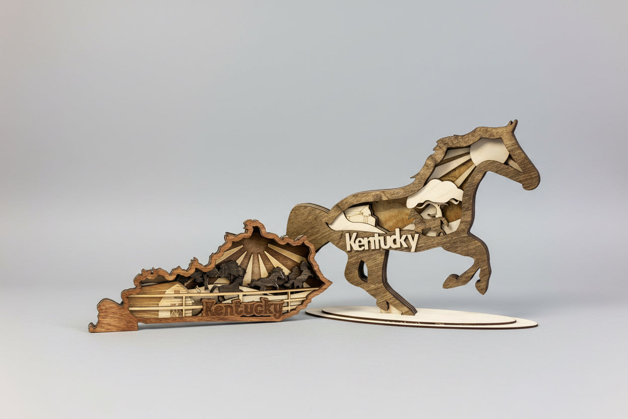 Horse Layered Wood Art - KY Custom Engraving - Made in {{ shop.shopifyProvince }}