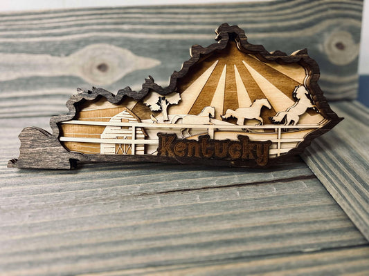 Kentucky Layered Wooden Art - KY Custom Engraving - Made in {{ shop.shopifyProvince }}