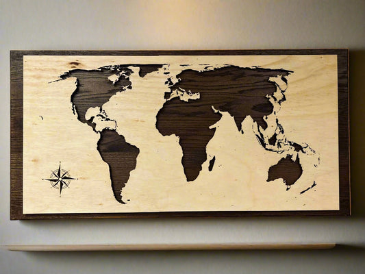 World Map Wall Art - KY Custom Engraving - Made in {{ shop.shopifyProvince }}