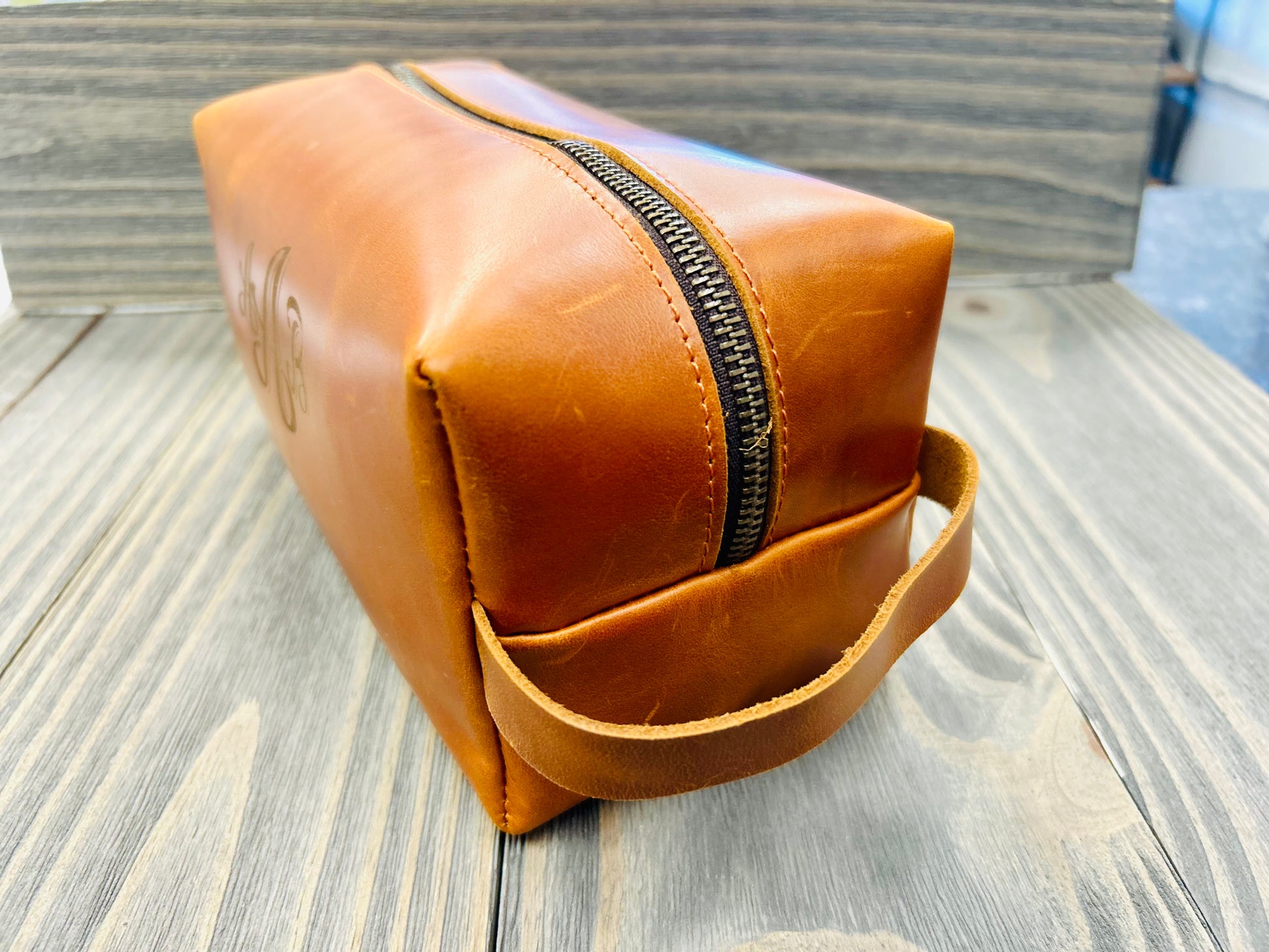 Leather Toiletry Bag - KY Custom Engraving - Made in {{ shop.shopifyProvince }}