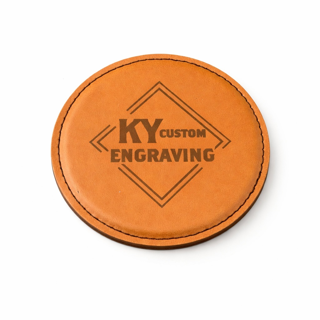 Custom Engraved Leather Coasters