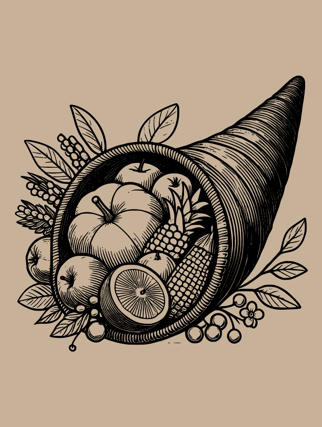 Cornucopia Engraved Pottery Rolling Pin