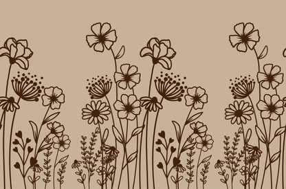 Wildflowers Engraved Pottery Rolling Pin