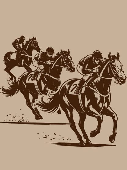 Horse Race Engraved Pottery Rolling Pin