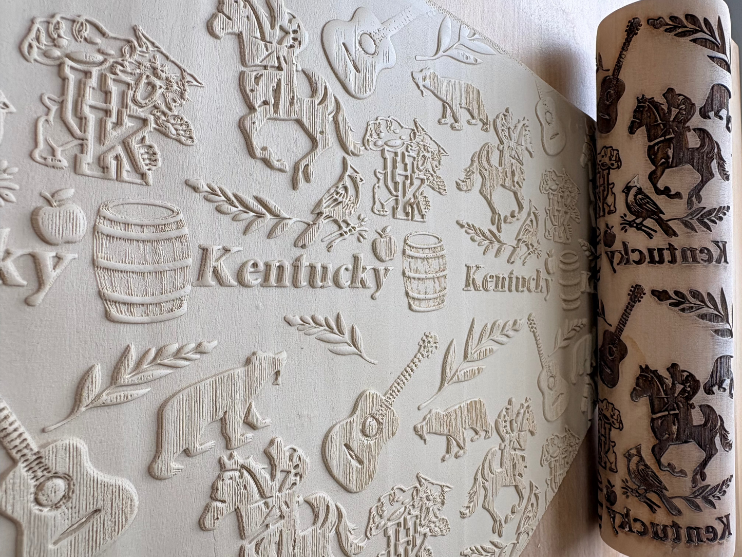 Kentucky Engraved Pottery Rolling Pin