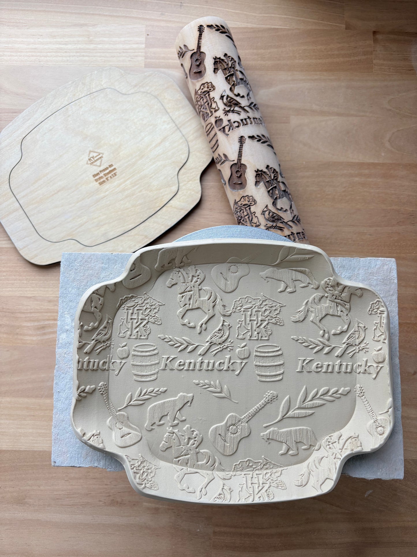 Kentucky Engraved Pottery Rolling Pin