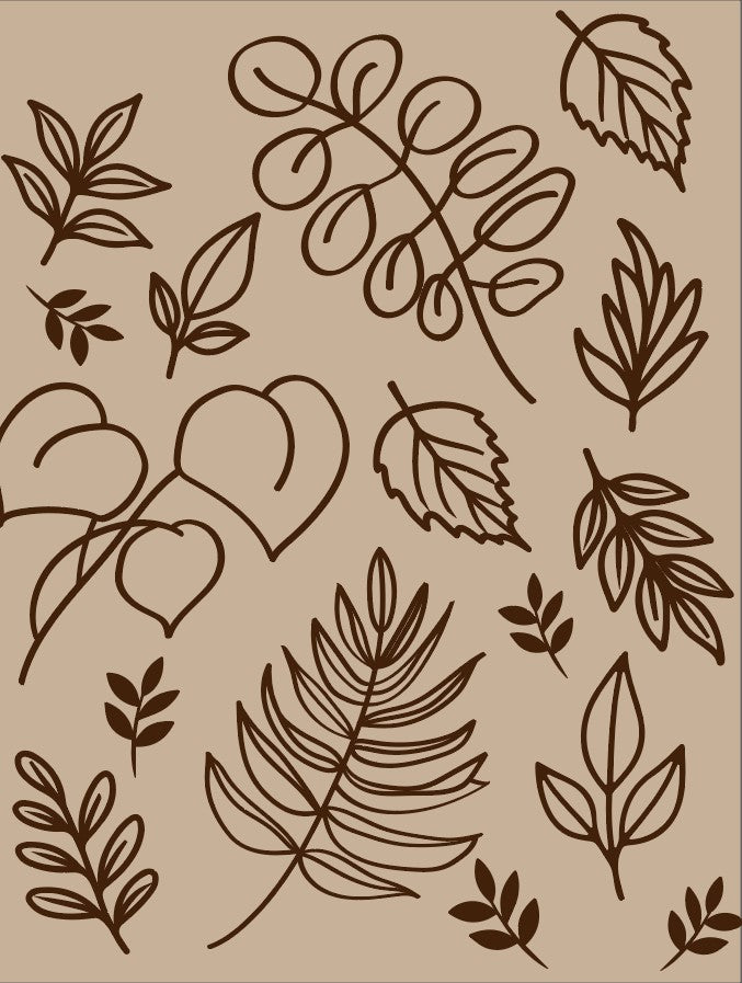 Leaves Engraved Pottery Rolling Pin