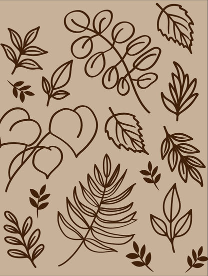 Leaves Engraved Pottery Rolling Pin
