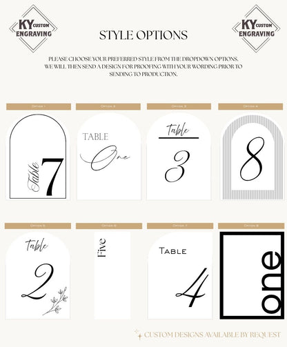 Wedding Table Numbers