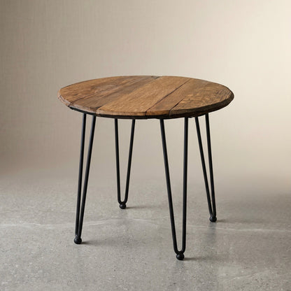 Barrel Head End Table with Hairpin Legs