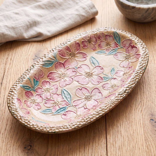 Dogwood Engraved Pottery Rolling Pin