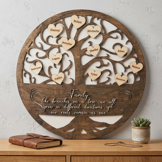 Round Wooden Family Tree Sign