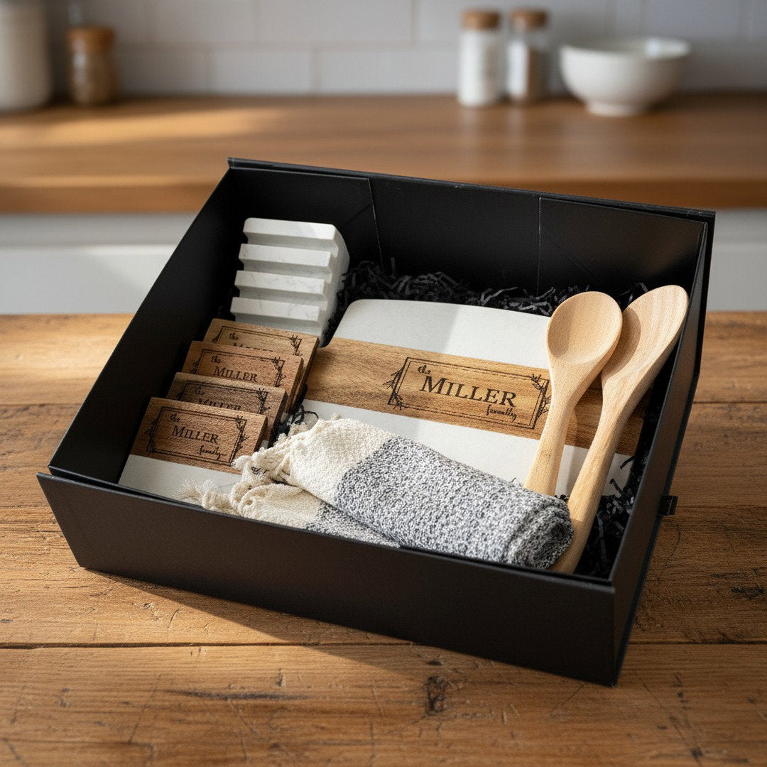 Marble Acacia Kitchen Set Gift Box