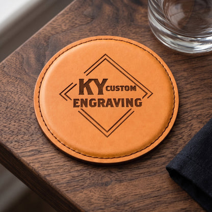 Custom Engraved Leather Coasters