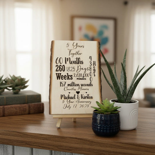 Live Wood Edge Anniversary Sign