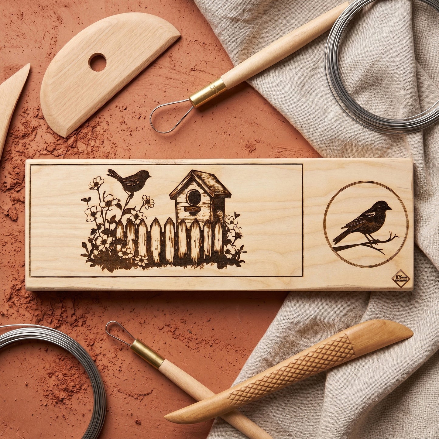 Personalized Engraved Birdhouse Mug Plank