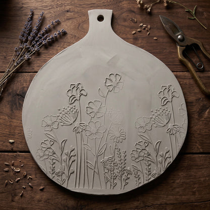 Wildflowers Engraved Pottery Rolling Pin